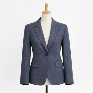 Banana Republic Womens Blazer Size 4 Blue 2 Button Cotton Business Suit Coat